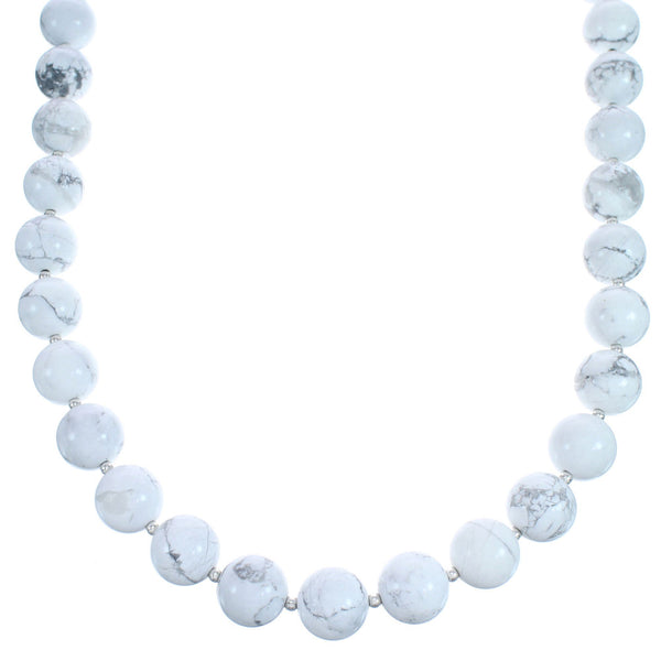 Sterling Silver Howlite Bead Necklace KX121119